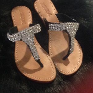 MYSTIQUE Shimmering Studded Slip on Sandals